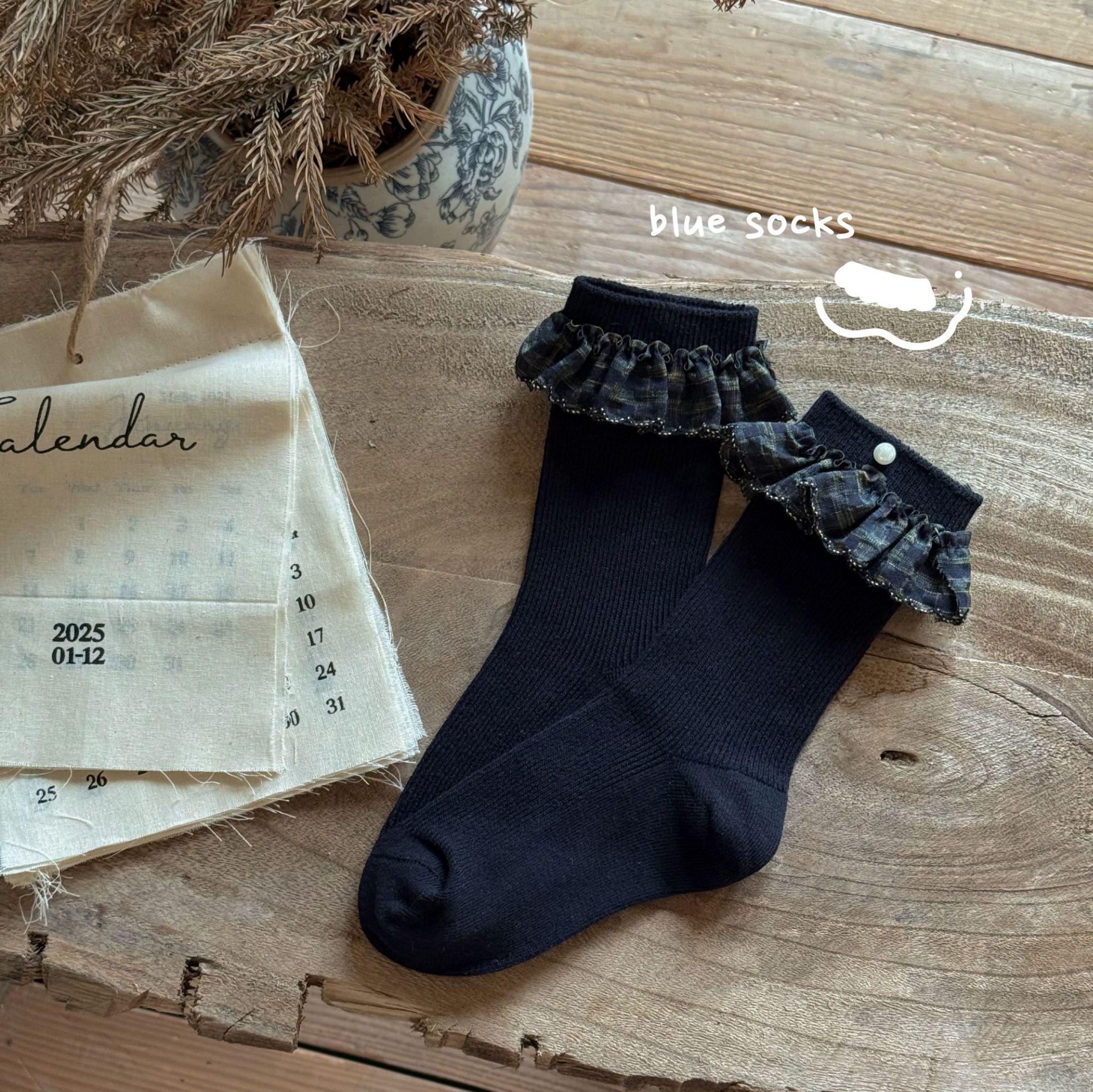 

Autumn Style Plaid Lace Mid-Calf Socks for Baby Girls - Cute Princess Design L (Foot Length 18-20cm) Ages 5-8