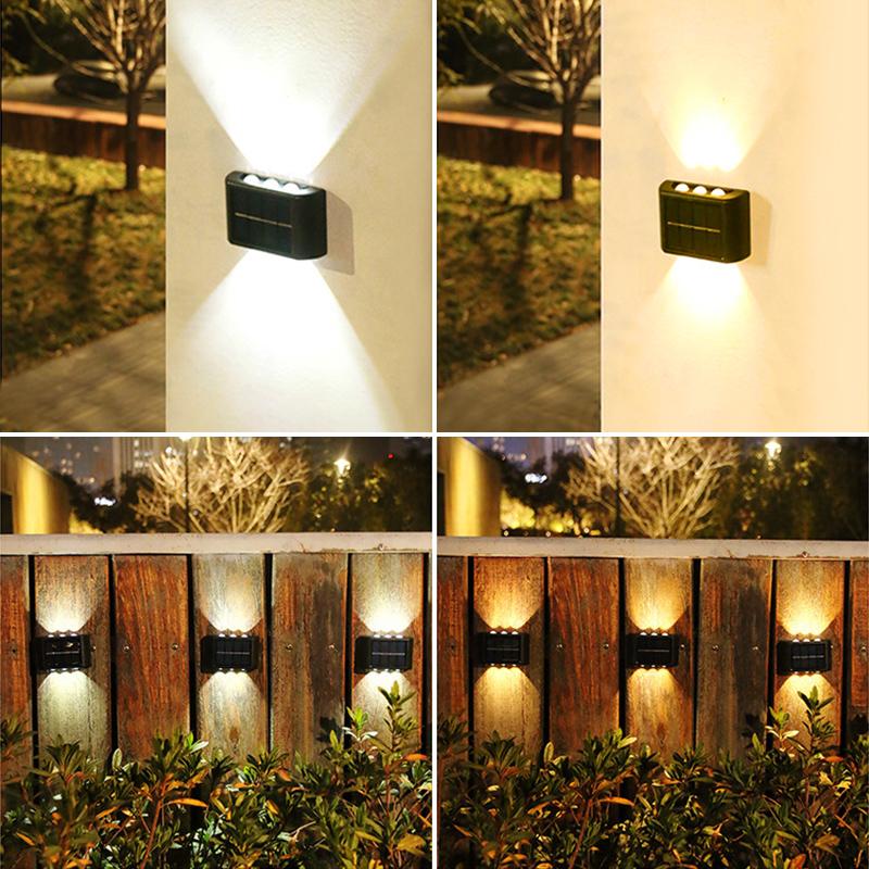 6LED Solar Lights Outdoor Atmosphere Wall Lamp,Up And Down Light Control for Garden Yard Street Balcony Terrace Camping Decor