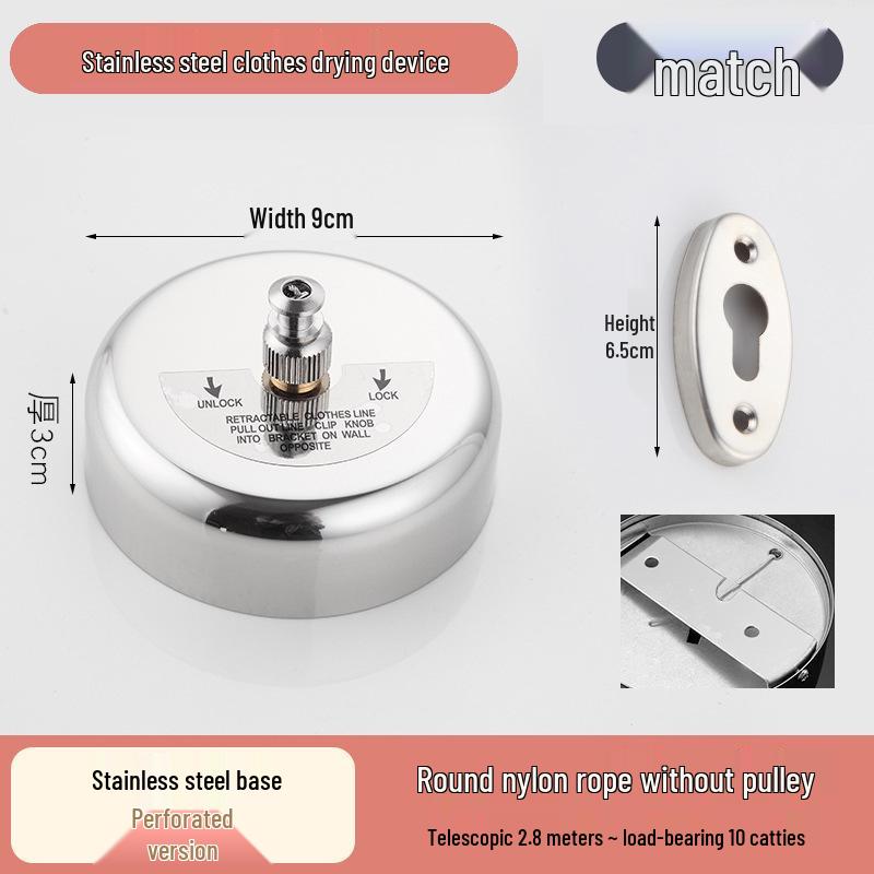 Invisible No-Drill Retractable Clothesline - Indoor/Outdoor, Stainless Steel & Nylon Drying Rope.