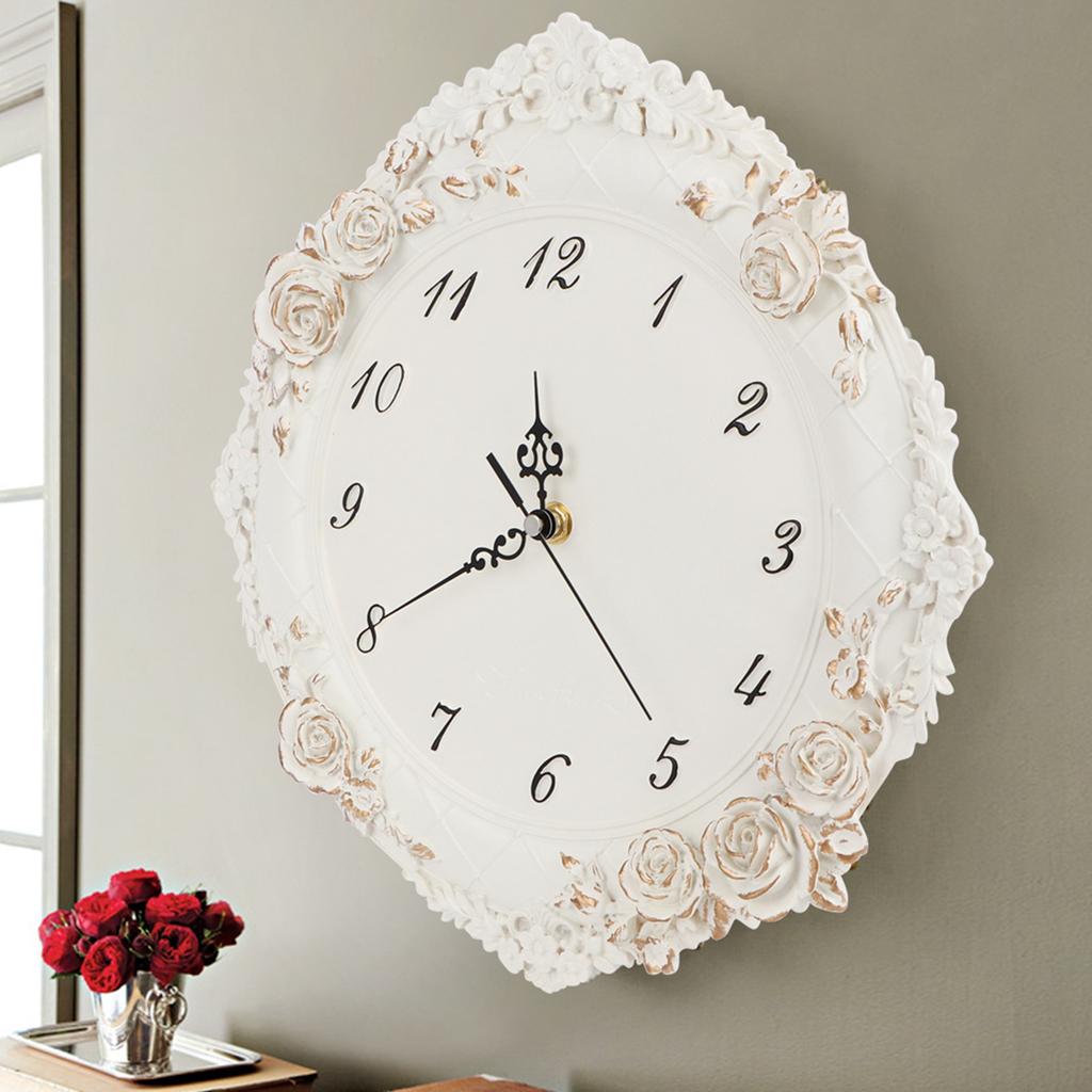 European  Wall Clock Silent Battery Operated Clock for Home Living Room Bar Hotel Decor Mute Wall Clock Non‑Ticking Clock