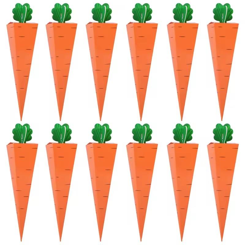 

10/50pcs Easter Carrot Paper Candy Box Bunny Rabbit Cookie Snack Packaging Bags Spring Easter Party Decoration Kids Birthday Fav 10pcs