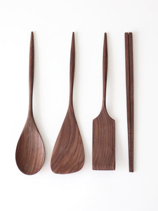 

kamomekitchen natural walnut slim handle kitchen tool 4 types fried chopstick