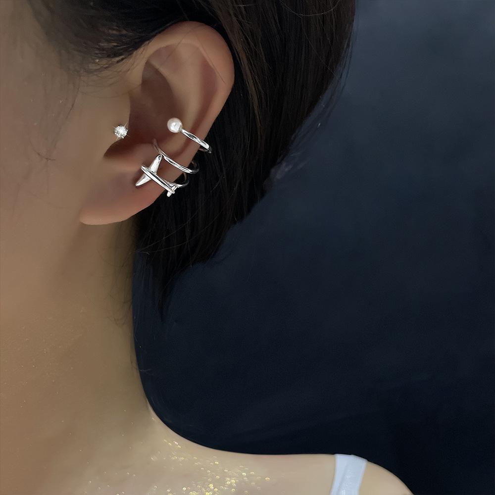 New Vintage C-Shaped Ear Cuff Non Pierced Clip Earring for Women Girl Trendy Punk Pearl Cuffs Wedding Jewelry Accessories