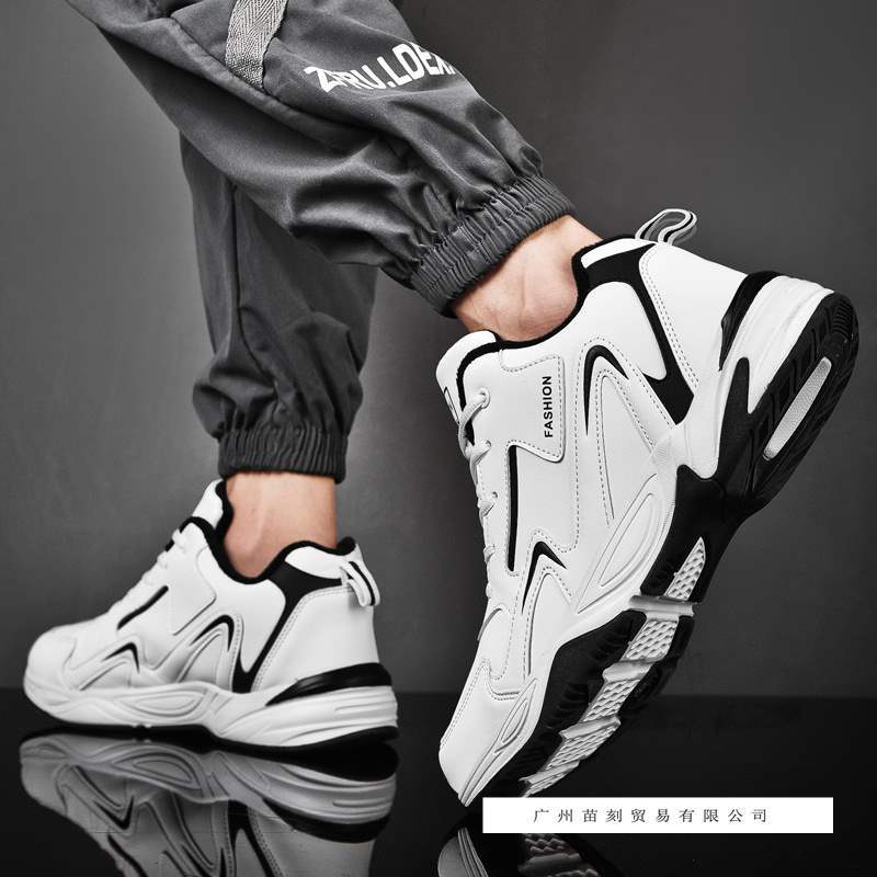 Large size sports shoes men's four seasons men's shoes velvet leather running shoes student non-slip warm dad shoes casual