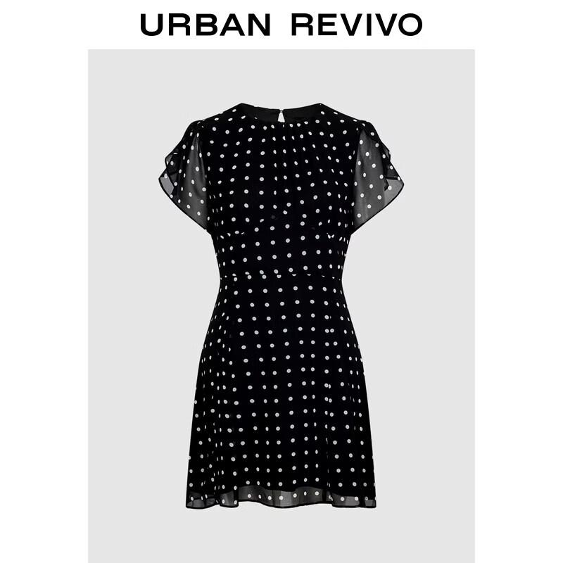UR2026 Polka Dot Tulip Sleeve A-Line Dress XL