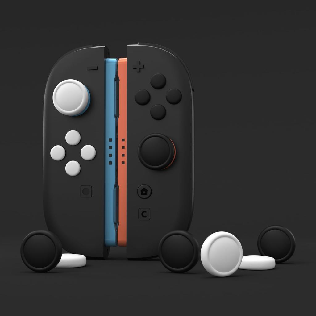PlayVital Silicone Button Covers Thumb Grip Set for Nintendo Switch 2 Includes 8 Colorful ABXY Button Caps 4 Stick Caps & Joy-Con 2, & (White + Black)