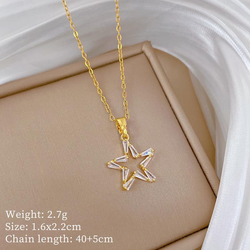 Copper Micro-Inlaid Cross Fashionable Light Luxury Temperament Gorgeous Full Diamond Necklace Female Versatile Collarbone Chain Titanium Steel