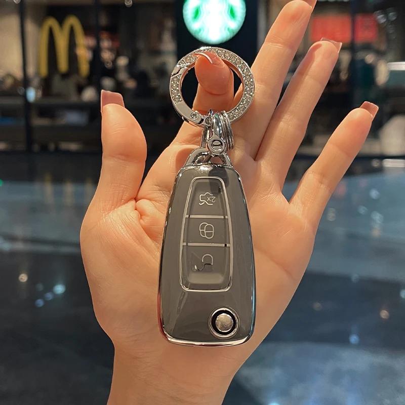 

3 Buttons TPU Car Remote Key Case Cover Shell for Ford Fiesta Focus 3 4 Mondeo Ecosport Kuga Focus ST Protector Fob Keyring