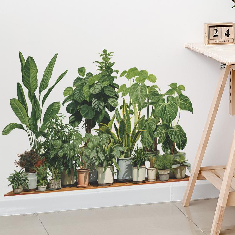 

Fun-c1 тропический зеленый горшок для растений черепаха задний лист спальня гостиная украшение стены украшение наклейка на стену 30*90CM*2PCS/fun-c1