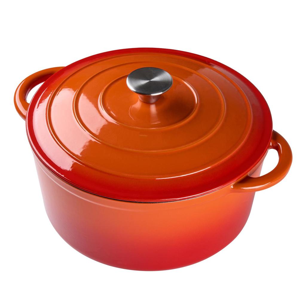 5L Orange Enameled Cast Iron Cooking Pot