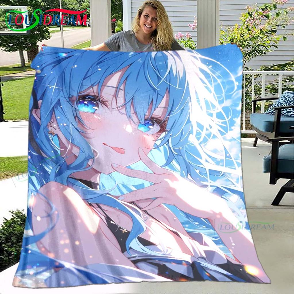 Hot Cute Anime Girl Pattern Blanket Flannel Thin Blanket Portable Home Travel Office Lunch Break Blanket Birthday Gift