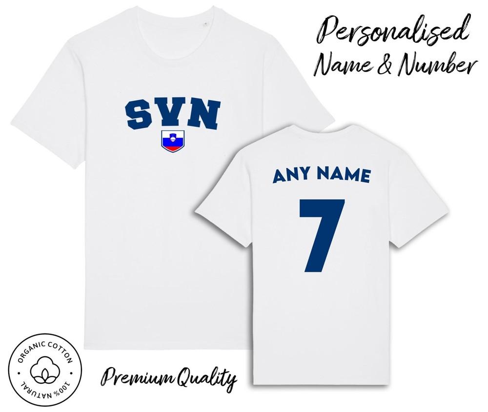 

Slovenia SVN T-Shirt 2024 Personalised Name and No Adult Kids Baby, Football Euro XL