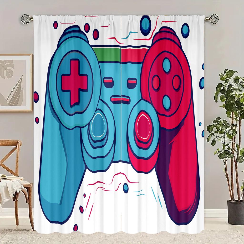 2 Pieces - Customizable Pattern Size - Printed Curtain - Polyester Material - Bedroom, Living Room, Study