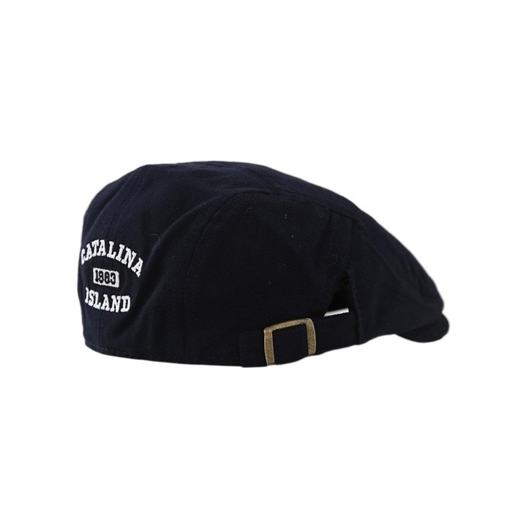 Vintage Y2k Beret Hat Adjustable Letter Embroidery Newsboy Cap Breathable Cotton Flat Cap