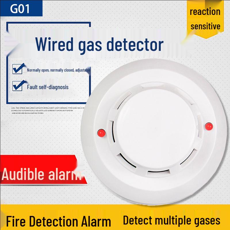 86-Box Wired Combustible Gas Detector for Kitchen - LPG/Coal Gas Alarm 12V Power Supply