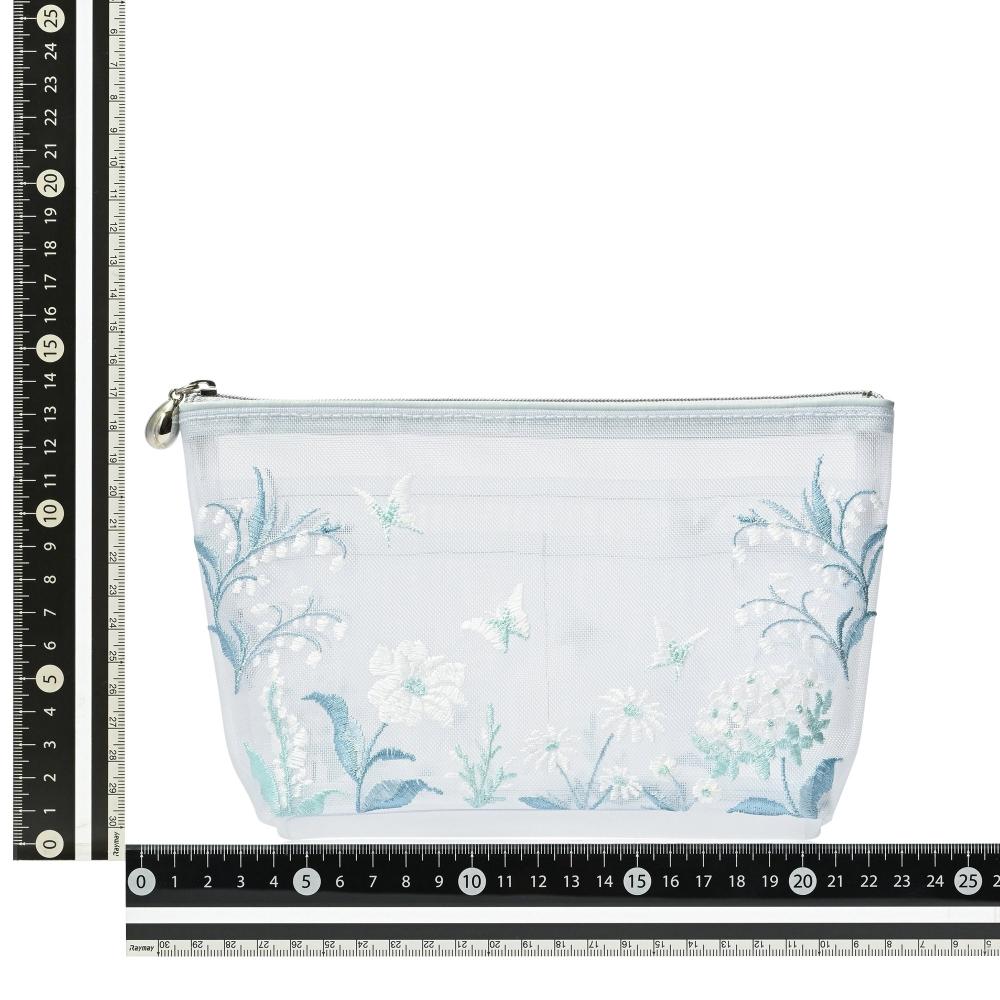 Franc Franc Japan Mesh Embroidered Pouch L Light bLue