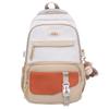 Women Large Capacity Schoolbag Campus Color Block Backpack Multi-Compartment Student Travel Backpack
