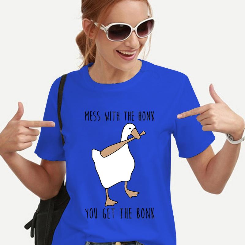 Funny Peace Baseball Duck Print Femei Tricou Harajuku Streetwear Mânecă scurtă Animal Gâscă Moda Casual Haine Tricou de vară