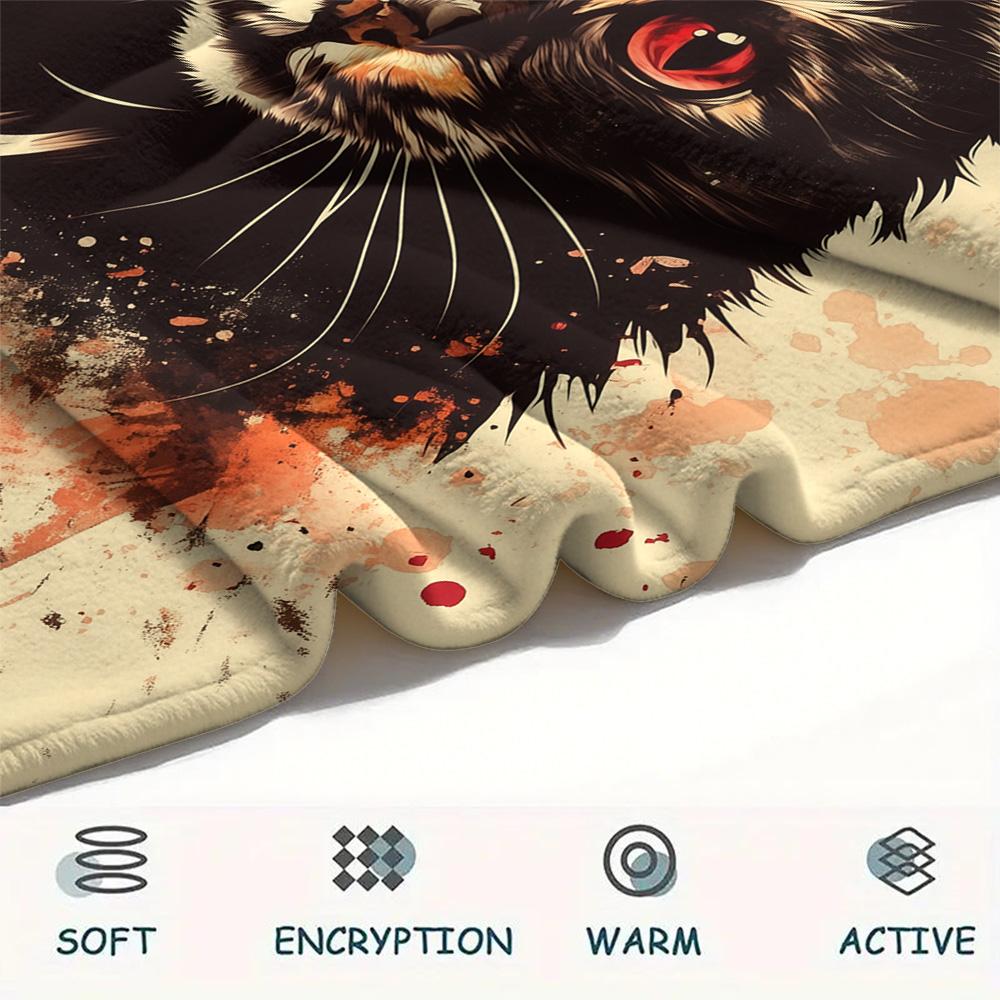 Vintage Art Cats Print Flannel Blanket, High quality Comfortable for All Seasons, Home Decor, Warmth and Comfort