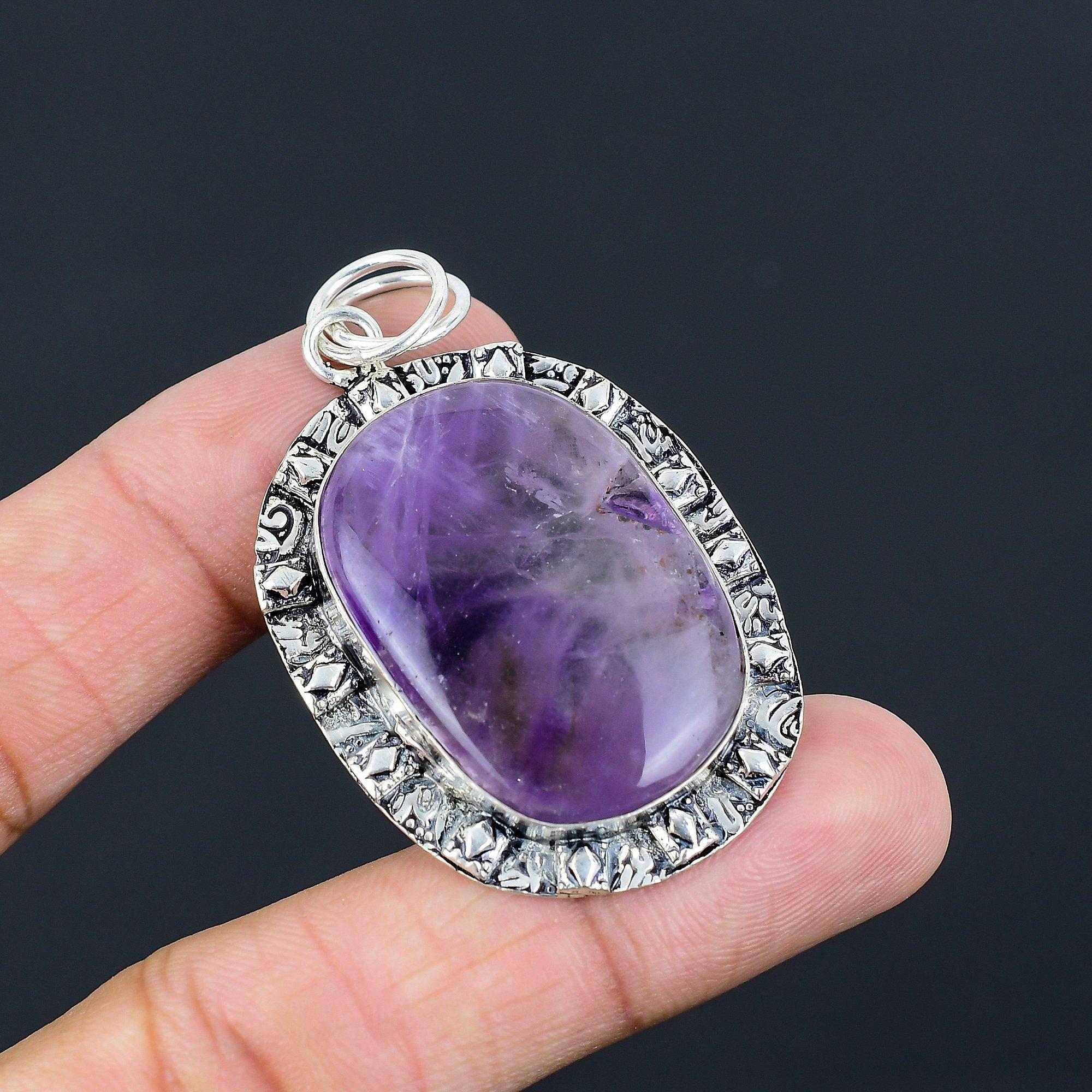 Halloween Sale Radiant Star Amethyst Gemstone 925 Sterling Silver Sister Pendant