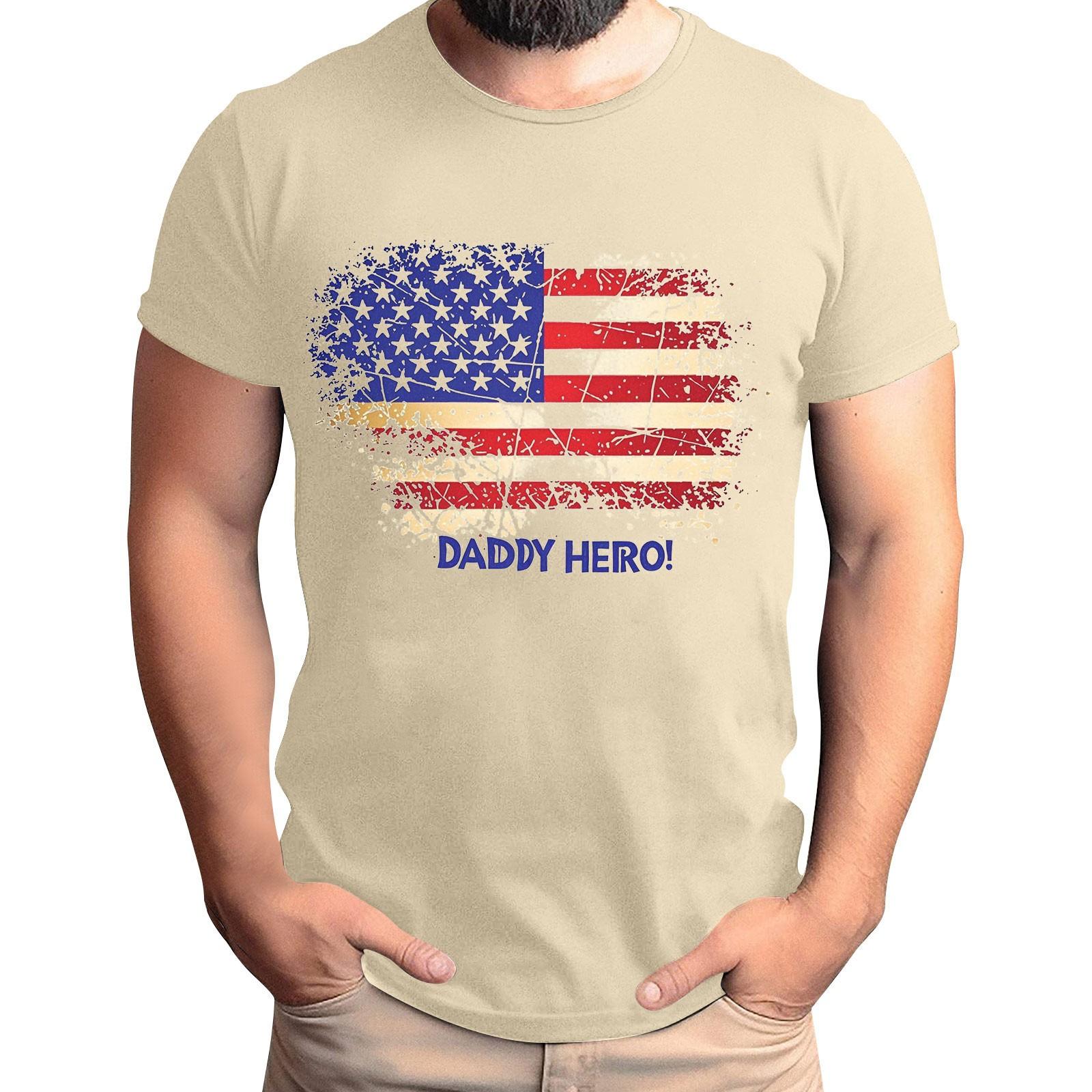 

Мужская футболка с принтом флага ко Дню отца, мужской свободный повседневный топ с коротким рукавом XXXL бежевый