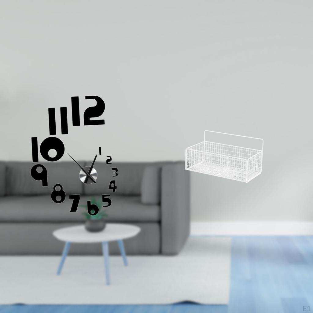 Creative 3D Wall Clock Stickers And Shelves Metal Organizer Stylish Arabic Numbers Decorative Art