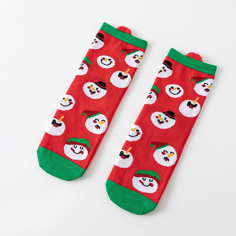 Cute Elk Cartoon Socks with 3D Ears – Red, Cotton for Autumn & Winter, Japanese Style, Perfect for Christmas