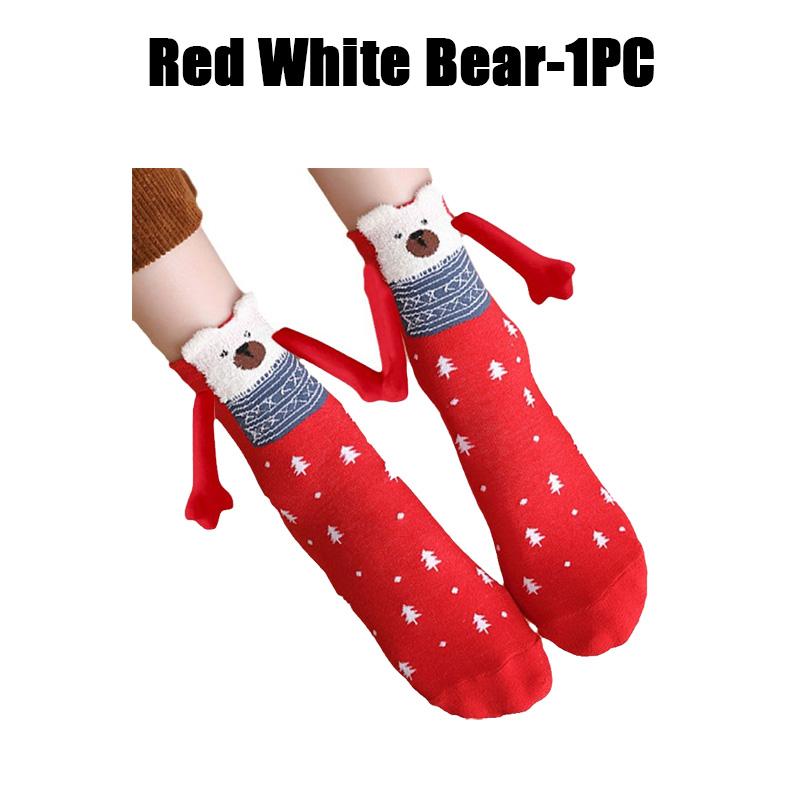 12PCS Christmas Socks Fall and Winter Cotton Magnet Hand-holding Socks Mid-calf Socks Cute Couple Socks Cartoon Christmas Socks