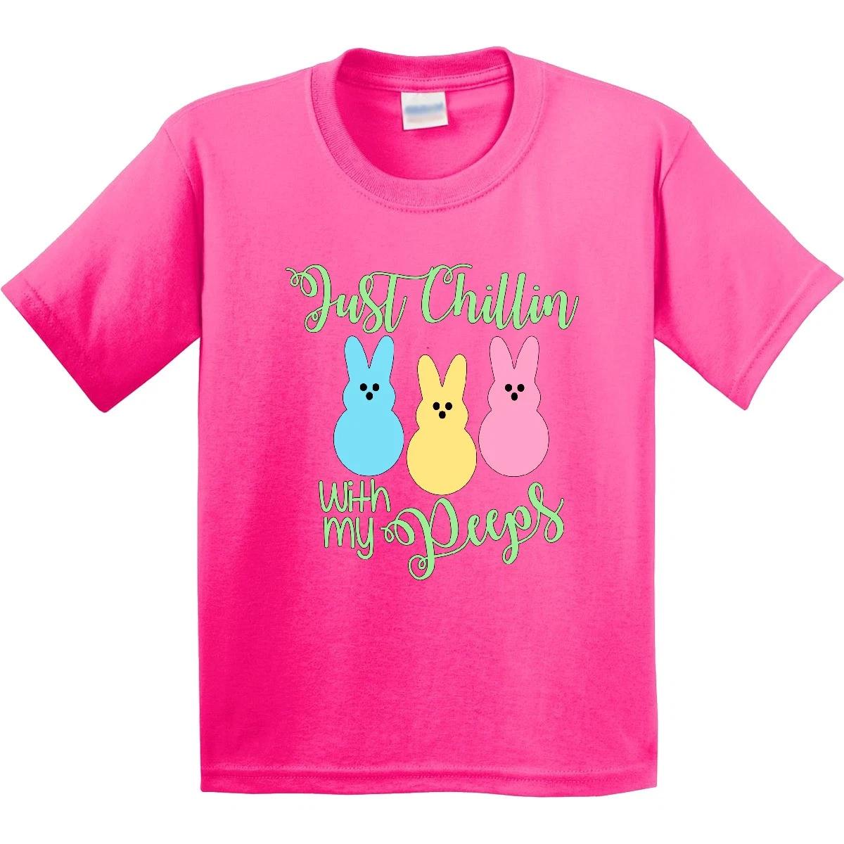 Inktastic Funny Easter Just Chillin With My Peeps Youth kids boys T-Shirt Boodlebug Candy 120