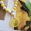 Wood Bead Garland With Lemon Pendant Farmhouse Rustic Country Wall Decoration Boho Tassel Woven Tassel Wall Hanging Ornaments