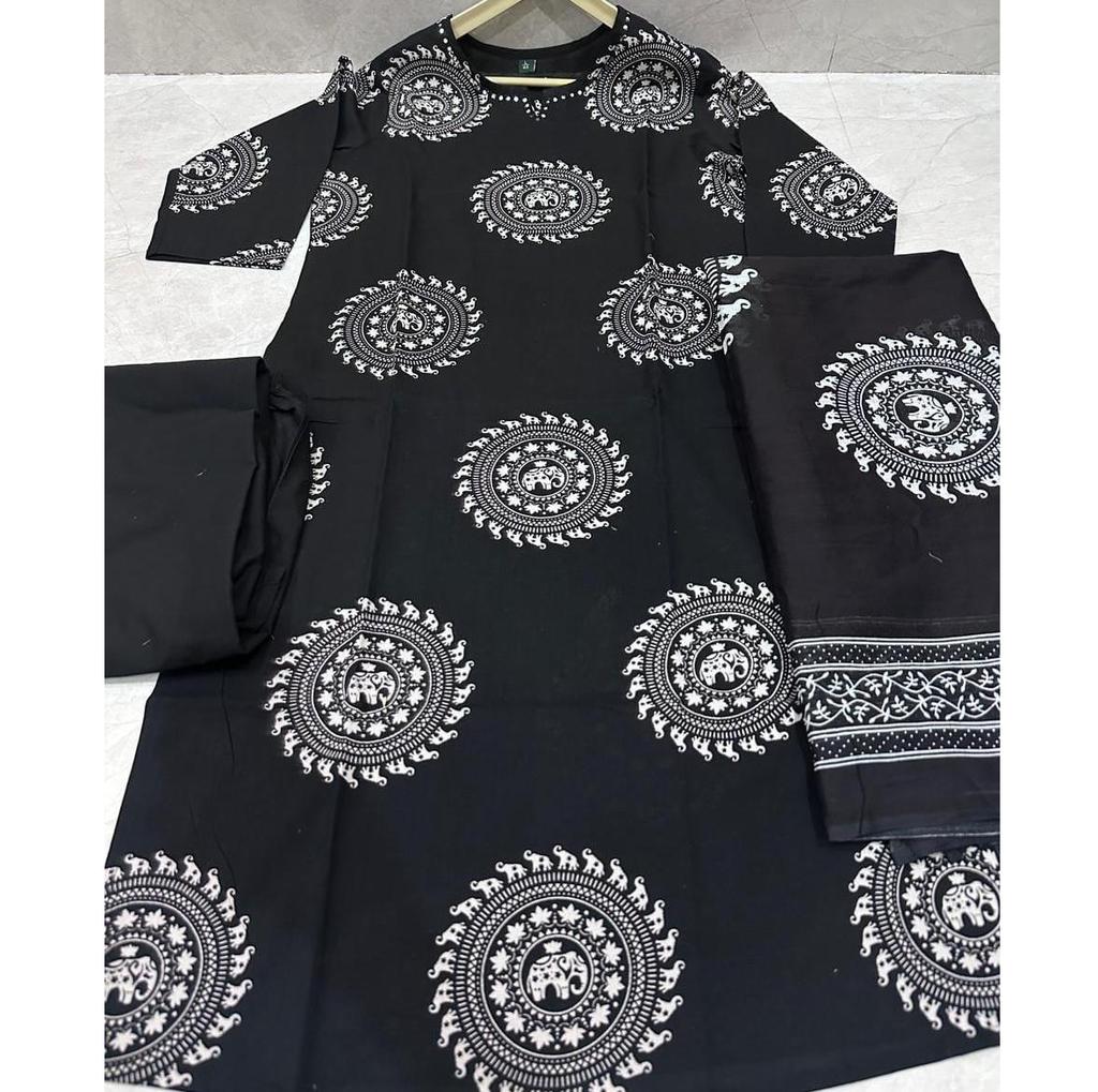 Women Designer Cotton Salwar Suit Indian Bollywood Party Wear Top Tunic Kurta Pant Dupatta Set