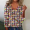 Women's Cute Sweatshirt Knitted Fashion Casual V-neck Long-sleeved  Cozy Print Top