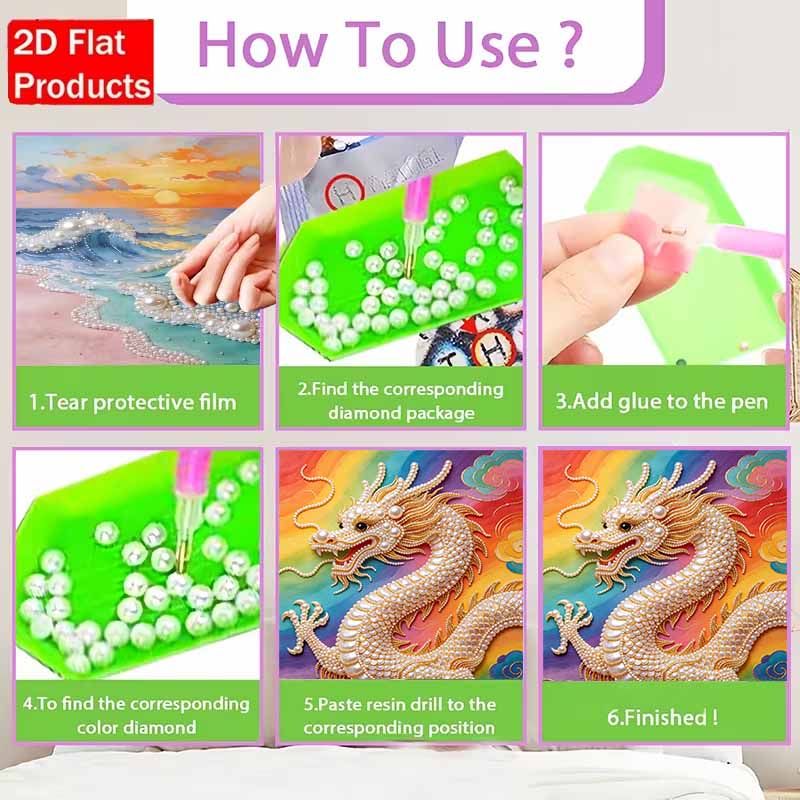 Pearl Art Painting Home Wall Decor Chinese Dragon Pearl Gemstone Painting Picture Crafts Adult/Beginner Gift Creative Home Decor Unframed