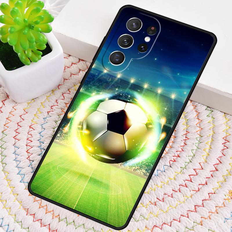Fire Football Soccer Ball Soft Phone Case for Samsung Galaxy Note 10 Pro S26 Ultra S23 S24 FE S25 S21 S22 PLUS Shockproof Cove
