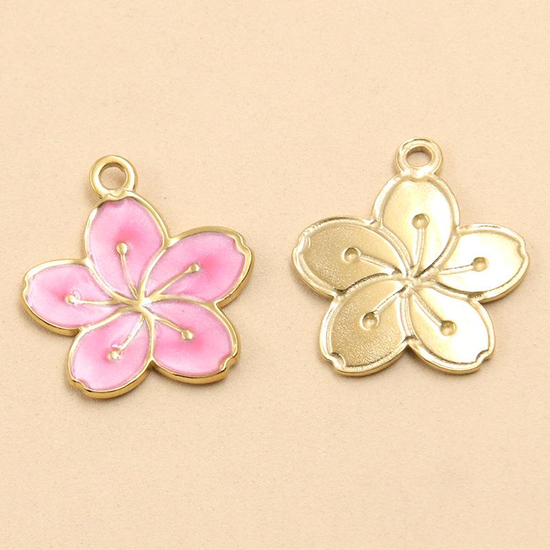 9 Styles Stainless Steel Heart & Flower Pendants - Creative DIY Drip Oil Design 1 piece