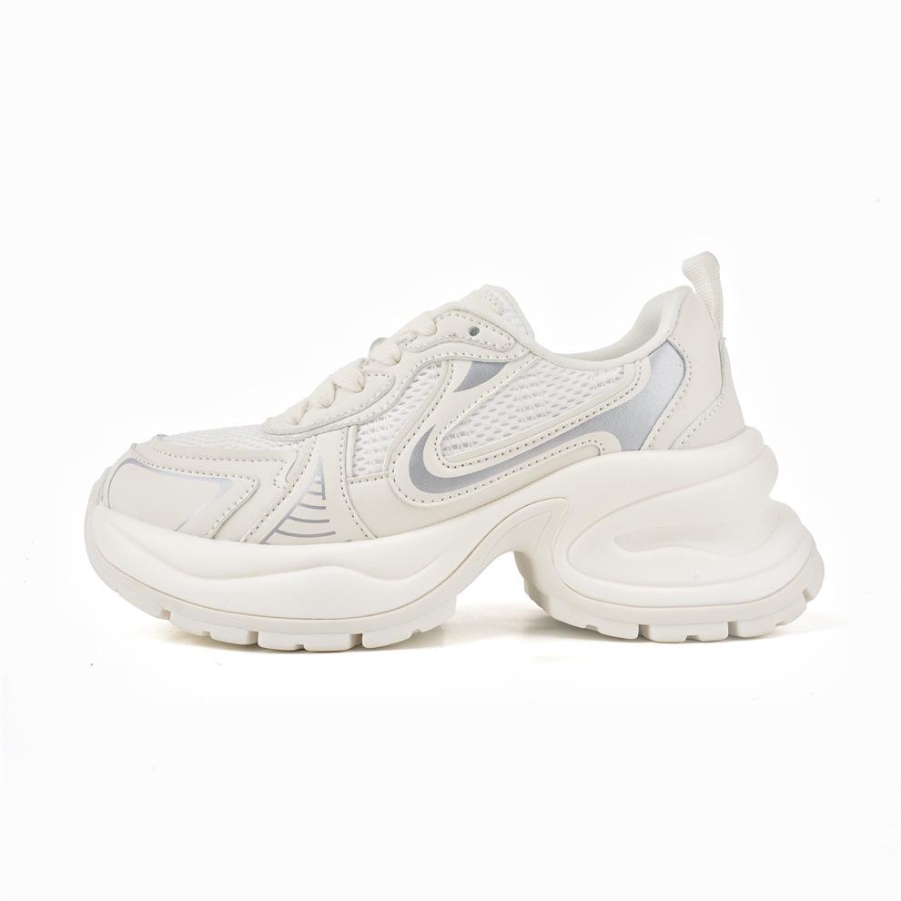 

Женские серебристые туфли для пап из натуральной кожи - 2024 г. Новые спортивные повседневные туфли на толстой подошве с увеличением высоты на 7 см 39 белый/кремовый