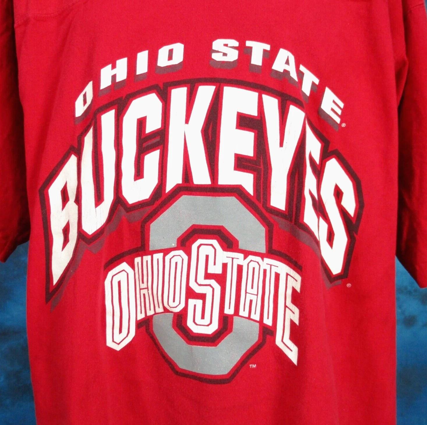 TRASHED vtg 90s OHIO STATE UNIVERSITY BUCKEYES FOOTBALL JERSEY T-Shirt XL osu 2XL