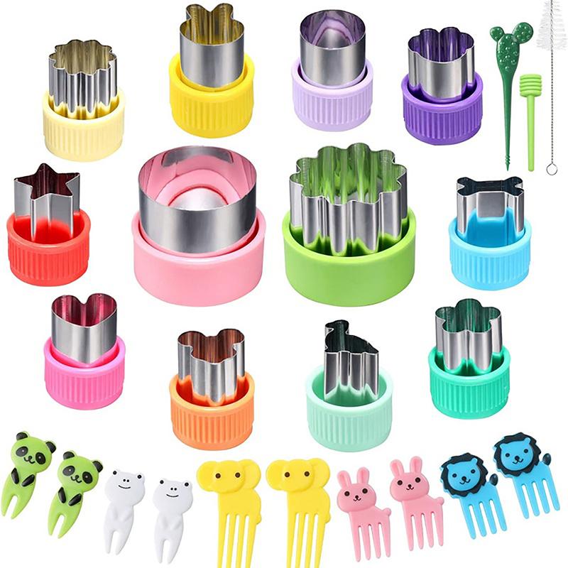 25Pcs/Set Vegetable Fruit Cutter Press-Type Mini Cookie Fruit Pastry Stamps Mold For Baking Food Gadgets Accessories