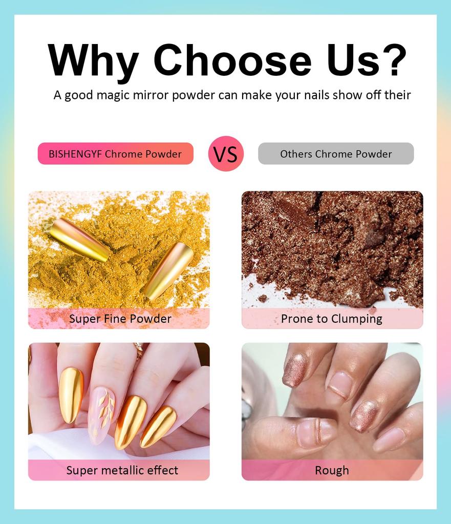 Spiegelpuder - [Feeneffekt] Rosa [Chrom-Nagelpuder] Aurora Meerjungfrau Regenbogen Nagelspiegelpuder, Rosa Nagelpuder Metallisches Spiegelglitzerpigment