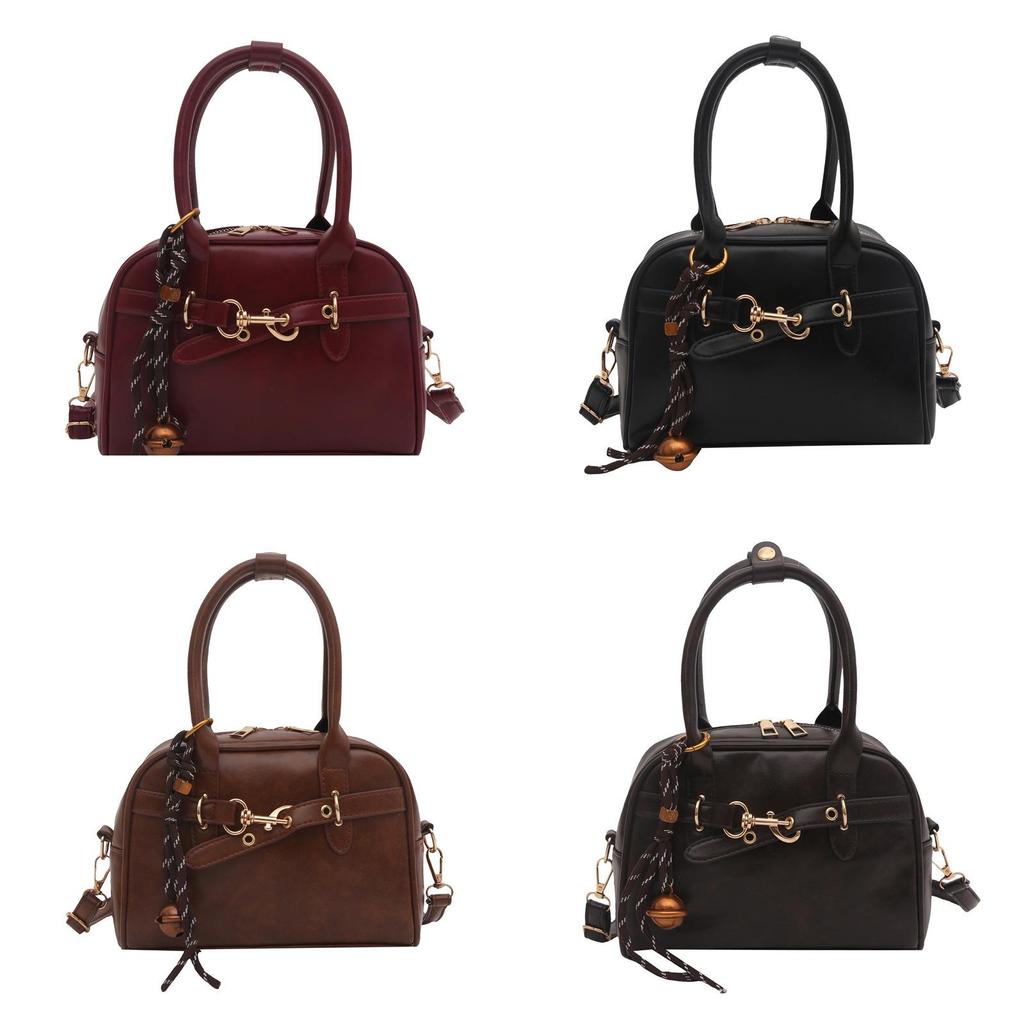 Retro Shoulder Handbag For Women Pu Material Street Style Small Square Bag With Zipper Closure