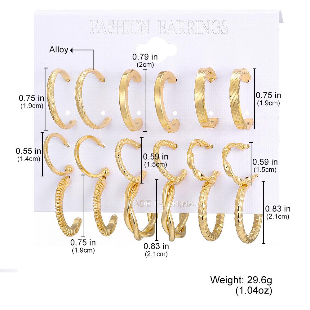 Stylish and Simple Earrings Set Femininity Versatile Personality Exaggerated Atmosphere High-end Earrings