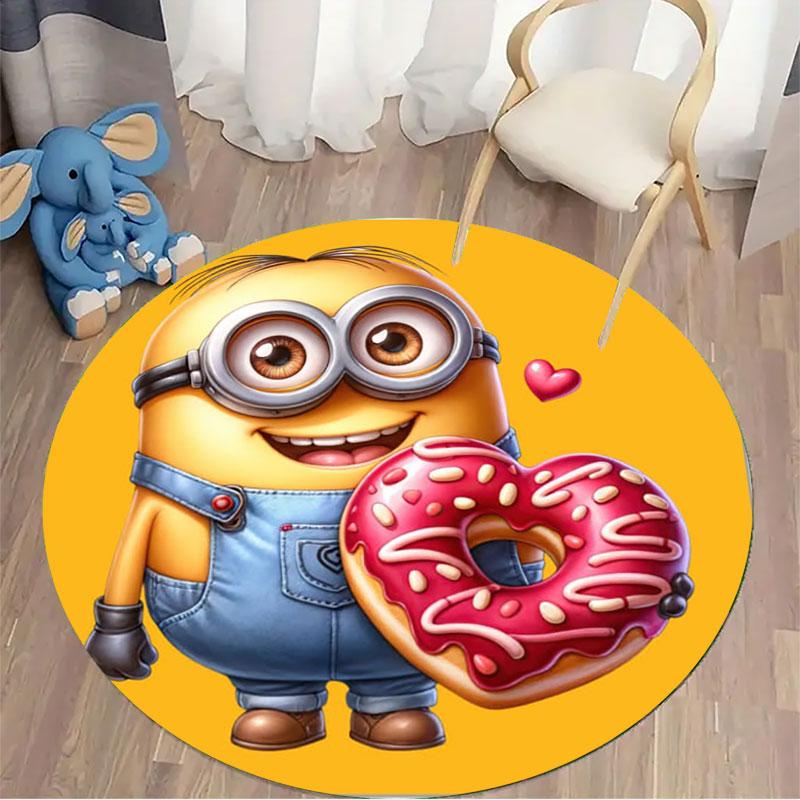 Minions Themed Round Rug Classic Movie Character Printed Circular Mat For Children Bedroom Nursery Playroom Home Decoration
