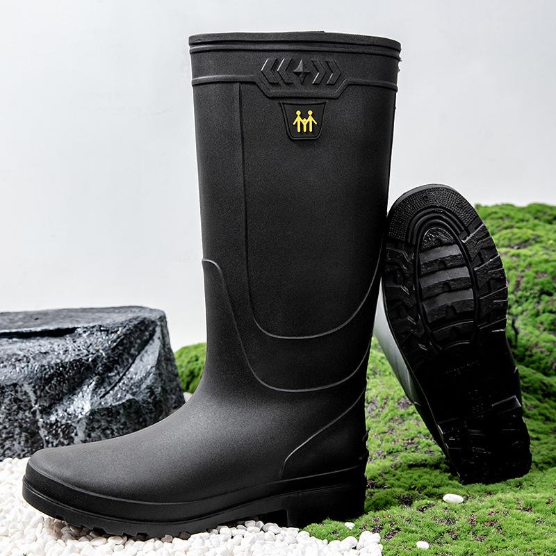 

Men s Large Waterproof High-Top Rain Boots, Non-Slip Plus Velvet Work Boots, Wear-Resistant Rubber Fishing Boot 44 чорний
