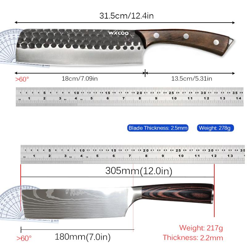 High-grade Wooden Handle Lightweight Chef Knife Damascus Laser Pattern Japanese Boning Bread Knife Two-piece Set
