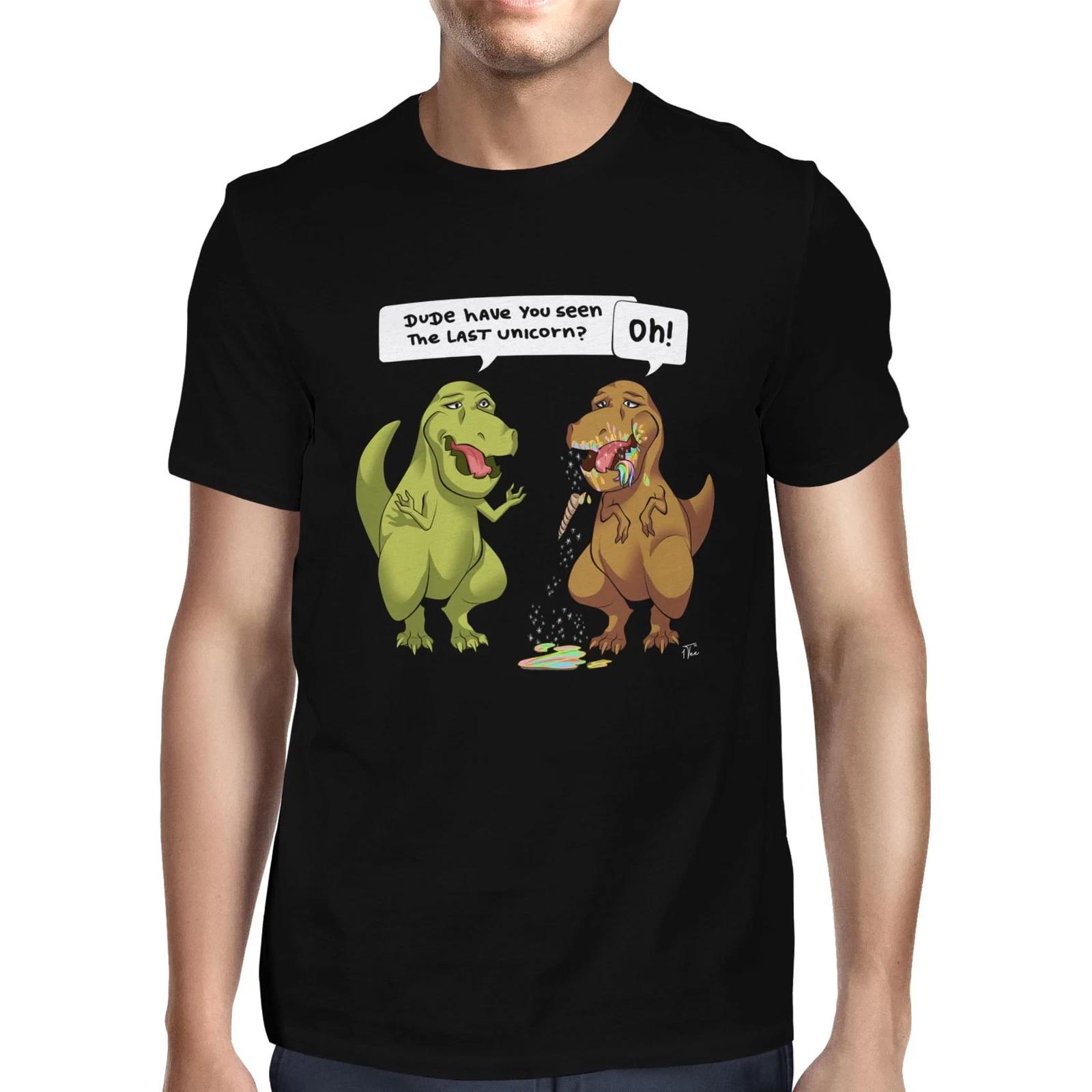 1Tee Mens Dude, Have You Seen The Last Unicorn? Dinosaur T-rex T-Shirt XL