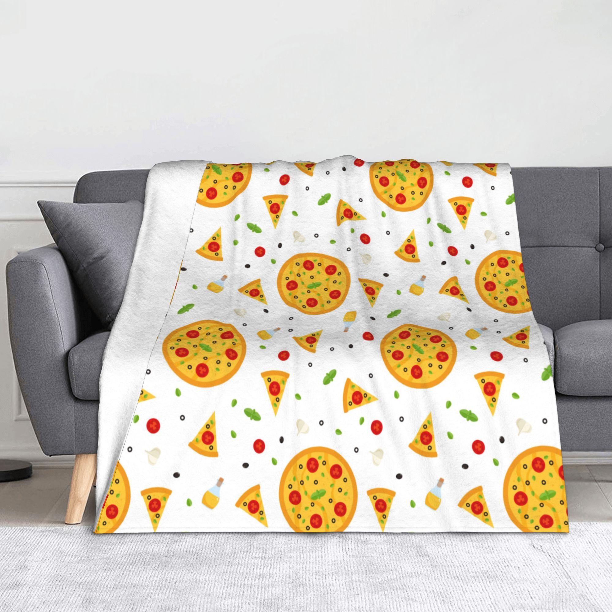 

Pepperoni Pizza Pattern Flannel Blanket Tortilla Food Awesome Throw Blankets for Home 125*100cm Bedspread 30x40in