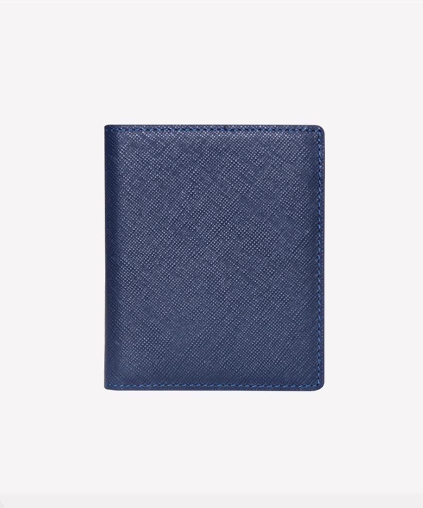 Matt Saffiano Cowhide Mini Wallet (Steel Blue) W22761