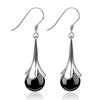925 Silber Ohrring Blume Schwarz Roter Achat Ohrring Damenmode Einfach Geburtstagsparty Hochzeit Jahrestag Schmuck Geschenk