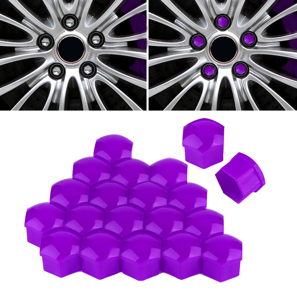 20ks 17mm Matice Krytka Ochrana Šroubu Náboje Kola Auta Proti Krádeži Fialová