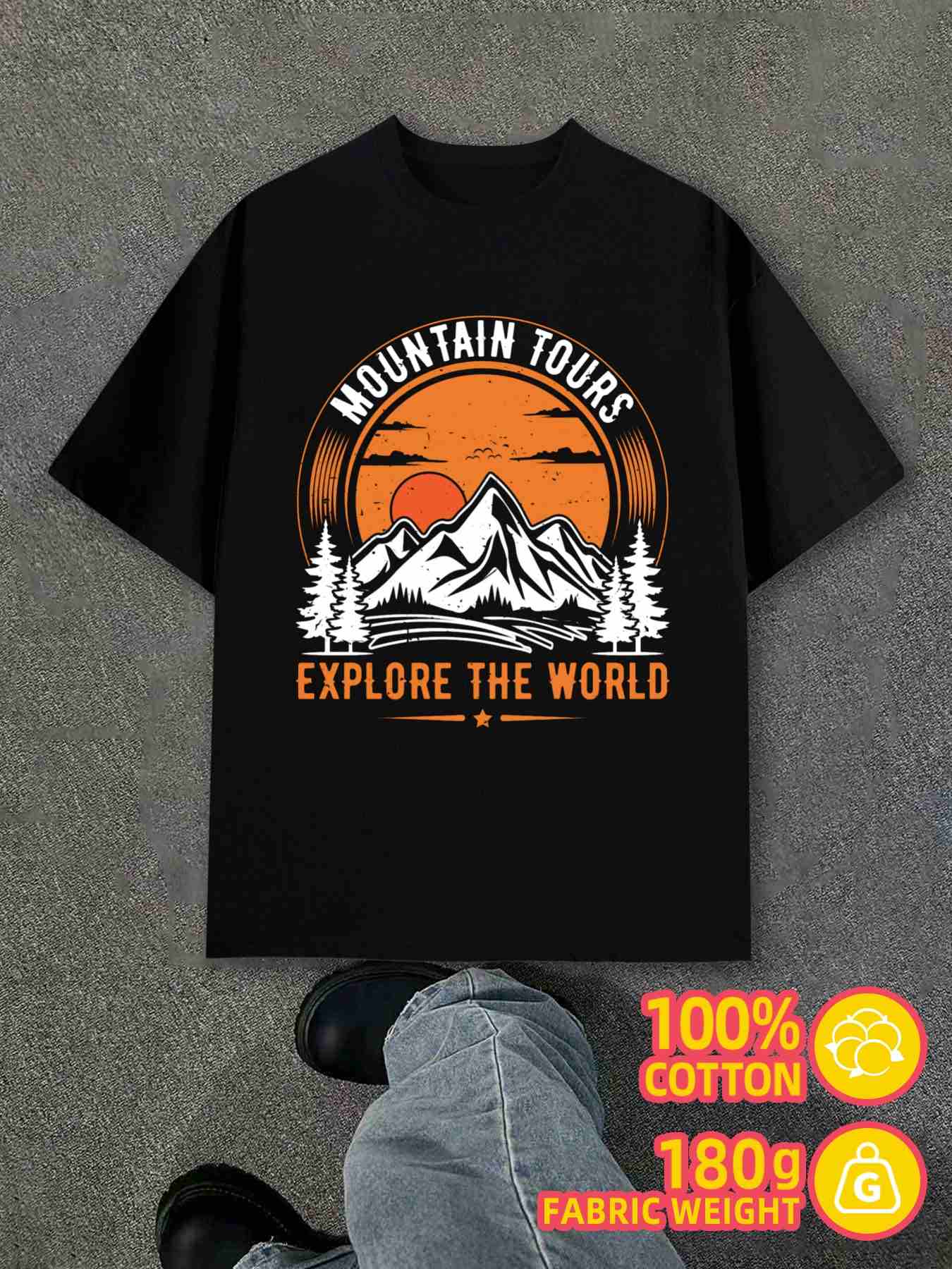 T-Shirt Y2K Mountain Tours Explore Cotton Black XL
